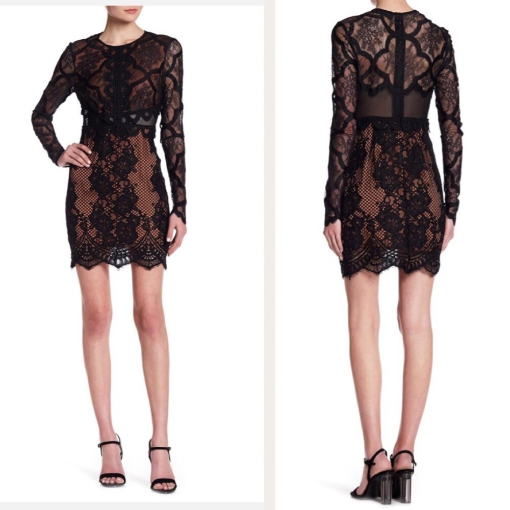 •Kendall & Kylie• Black Long-Sleeve Lace Dress